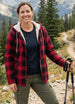 Women's Sherpa-Lined Flannel Jacket Full Zip Up Hooded Plaid Shirt