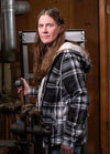 Women's Sherpa-Lined Flannel Jacket Full Zip Up Hooded Plaid Shirt
