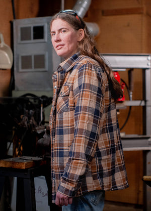 Women's Sherpa-Lined Flannel Jacket Full Zip Up Hooded Plaid Shirt