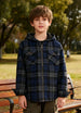 Boys Full Zip Up Sherpa Lined Plaid Flannel Jacket