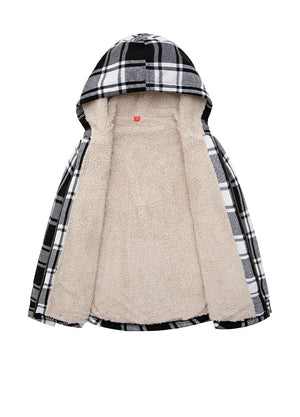 Girls Matching Family Black White Hooded Flannel Jacket