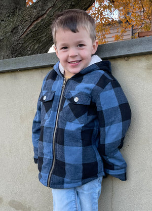 Boys Sherpa Lined Flannel Jacket,Full Zip Up Plaid