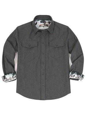 Men's Wildlife Adventure Solid Flannel Shirt