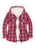 Women's Sherpa Lined Flannel Hooded Jacket With Zip Up