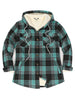 Women's Sherpa Lined Flannel Jacket with Hood, Button Up Plaid