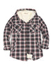 Women's Sherpa Lined Flannel Jacket with Hood, Button Up Plaid