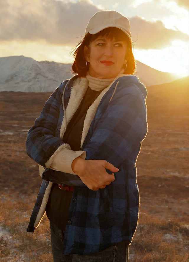 Women's Sherpa Lined Flannel Jacket with Hood, Button Up Plaid