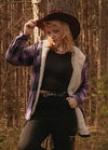 Women's Sherpa Lined Flannel Jacket with Hood, Button Up Plaid