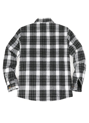 Men's Snap Front Sherpa Lined Flannel Shirt Jacket