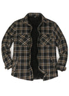 Front view of black latte fleece lined flannel jacket for men