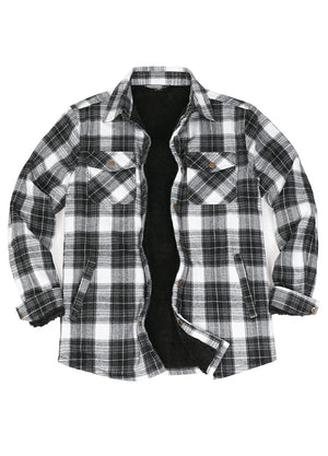 Men's Snap Front Sherpa Lined Flannel Shirt Jacket