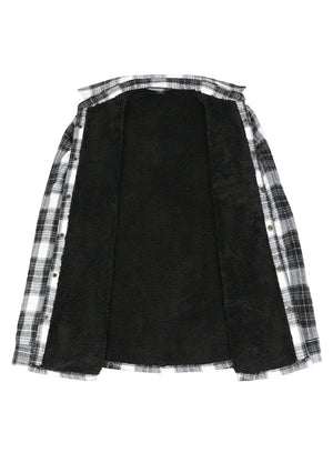 Men's Snap Front Sherpa Lined Flannel Shirt Jacket