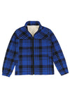 Front view of kid's full zip-up Sherpa-lined jacket in Blue Black