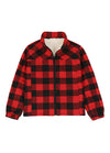 Front view of kid's full zip-up Sherpa-lined jacket in red