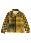 Front view of kid's full zip-up Sherpa-lined jacket in yellow black
