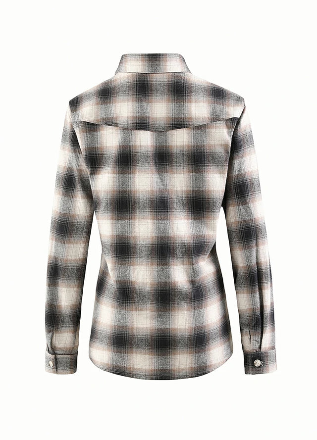 Timetrails Women's Acid Washed Plaid Flannel Shirt