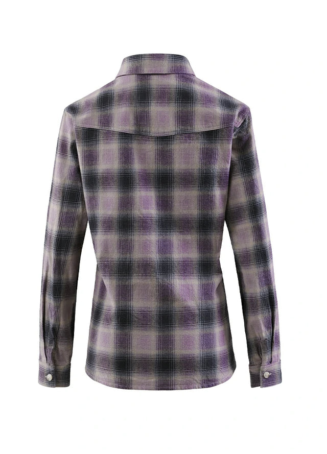Timetrails Women's Acid Washed Plaid Flannel Shirt