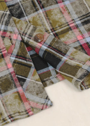Timetrails Women's Acid Washed Plaid Flannel Shirt