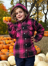 Girls Hooded Plaid Flannel Shirt Jacket,Sherpa Lined