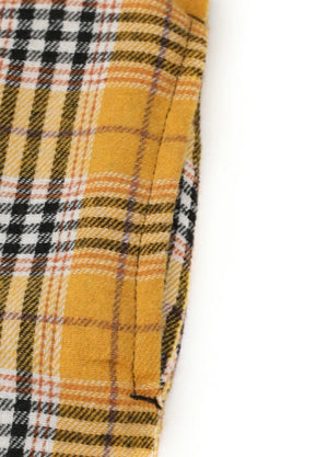 Yellow flannel jacket with side pockets detail