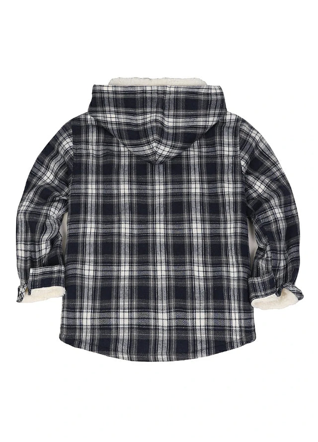 Boys Sherpa Lined Flannel Plaid Shirt Jacket Hooded Flannel Jacket Kid FlannelGo
