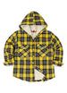 Front view of kids comfortable light plaid flannel jacket