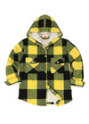Front view of sozy yellow black flannel jacket for boys
