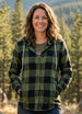 Women's Lightweight Flannel Plaid  Hoodie, Button Up