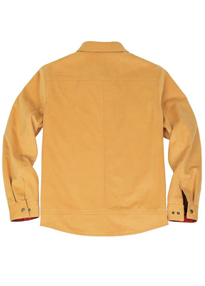 Back view of the yellow men's casual flannel lined jacket