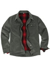 Front view of a men's gray cozy flannel lined shacket