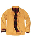 Front view of the yellow men's casual flannel lined jacket