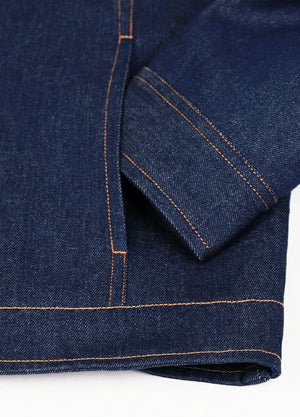 Detail view of the hand pocket of a dark blue denim shirt jacket for men-XR173RW-S,XR173RW-M,XR173RW-L,XR173RW-XL,XR173RW-XXL