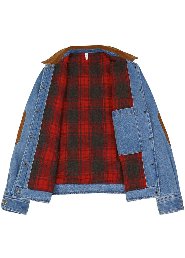 Men's Cowboy Flannel Lined Denim Jacket
