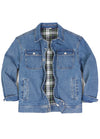 Women's Snap Button Denim Flannel Lined Jacket