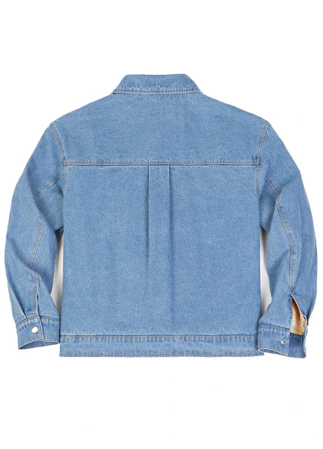 Women's Snap Button Denim Flannel Lined Jacket