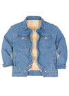 Women's Snap Button Denim Flannel Lined Jacket