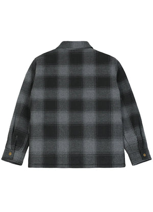 Jungen und Mädchen Sherpa-gefütterte Hemdjacke mit Druckknöpfen, kariert, Flanell-Shacket