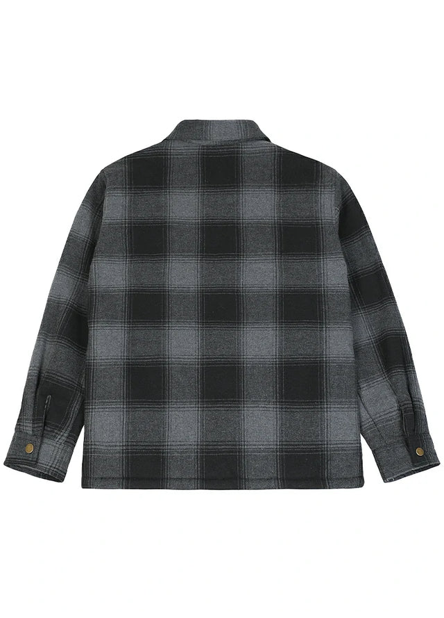 Jungen und Mädchen Sherpa-gefütterte Hemdjacke mit Druckknöpfen, kariert, Flanell-Shacket