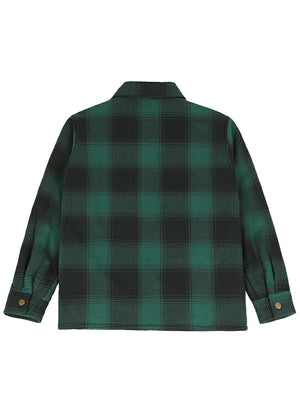 Jungen und Mädchen Sherpa-gefütterte Hemdjacke mit Druckknöpfen, kariert, Flanell-Shacket