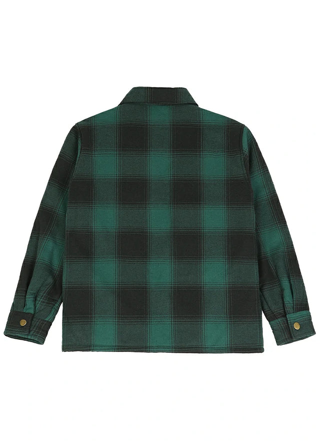 Jungen und Mädchen Sherpa-gefütterte Hemdjacke mit Druckknöpfen, kariert, Flanell-Shacket