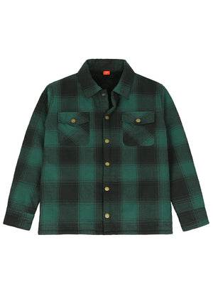 Jungen und Mädchen Sherpa-gefütterte Hemdjacke mit Druckknöpfen, kariert, Flanell-Shacket