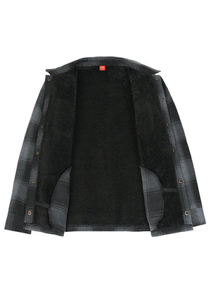 Jungen und Mädchen Sherpa-gefütterte Hemdjacke mit Druckknöpfen, kariert, Flanell-Shacket