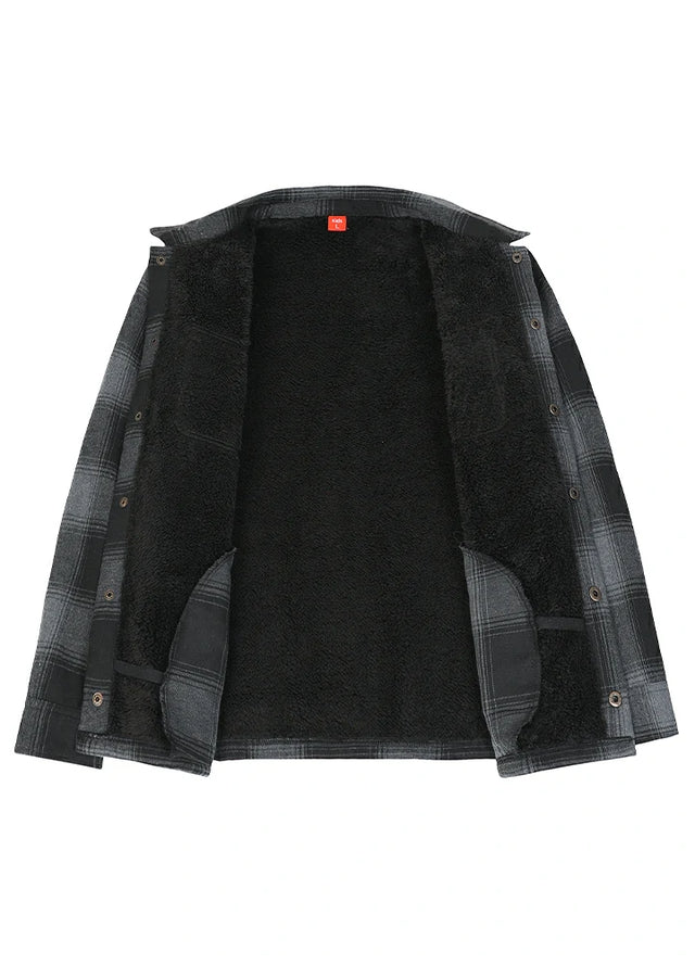 Jungen und Mädchen Sherpa-gefütterte Hemdjacke mit Druckknöpfen, kariert, Flanell-Shacket