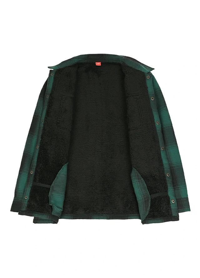 Jungen und Mädchen Sherpa-gefütterte Hemdjacke mit Druckknöpfen, kariert, Flanell-Shacket