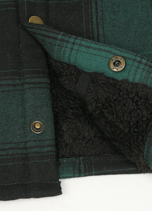 Jungen und Mädchen Sherpa-gefütterte Hemdjacke mit Druckknöpfen, kariert, Flanell-Shacket