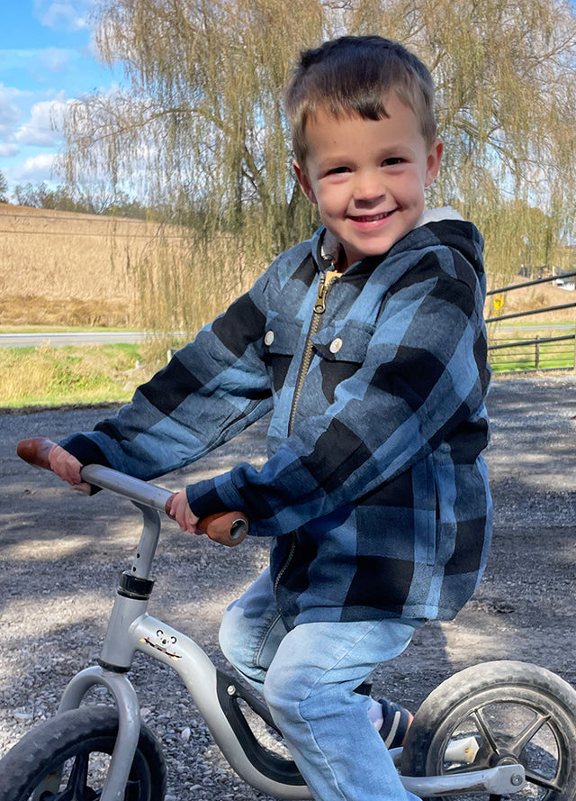 Boys and Girls Sherpa Lined Snap Plaid Shirt Jacket,Flannel Shacket