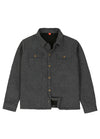 Front view of kids Dark Grey flannel shacket