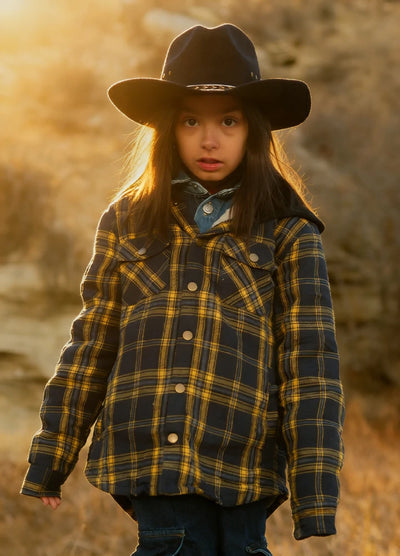Kids Boys and Girls Fleece-Lined Snap Flannel Shirt,Hooded Plaid Jacket