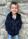 Kids Boys and Girls Fleece-Lined Snap Flannel Shirt,Hooded Plaid Jacket