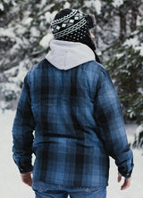 Warme, mit Sherpa-Fleece gefütterte Flanellhemdjacke für Herren mit durchgehendem Reißverschluss und Karomuster